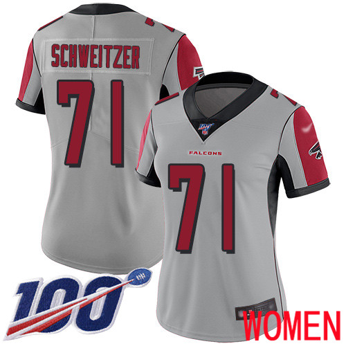 Atlanta Falcons Limited Silver Women Wes Schweitzer Jersey NFL Football #71 100th Season Inverted Legend->youth nfl jersey->Youth Jersey